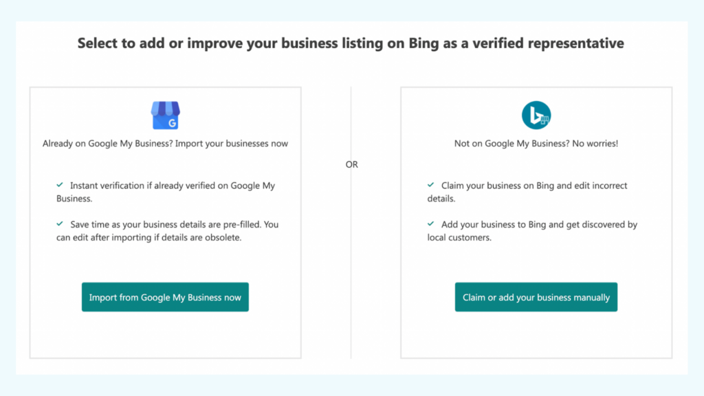 Bing Business listing