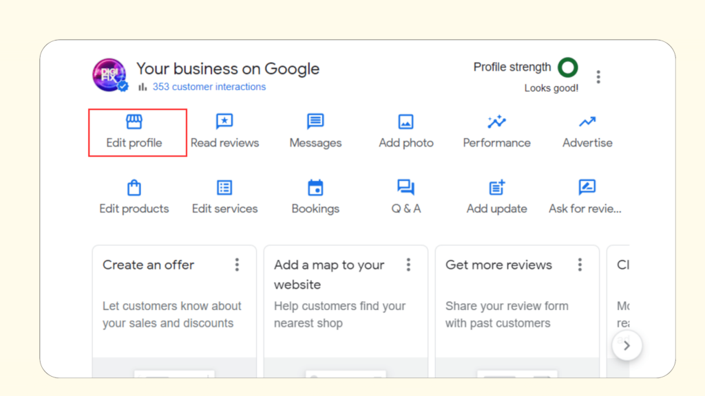 Click edit profile option , How To Add Social Media Profiles To Google My Business