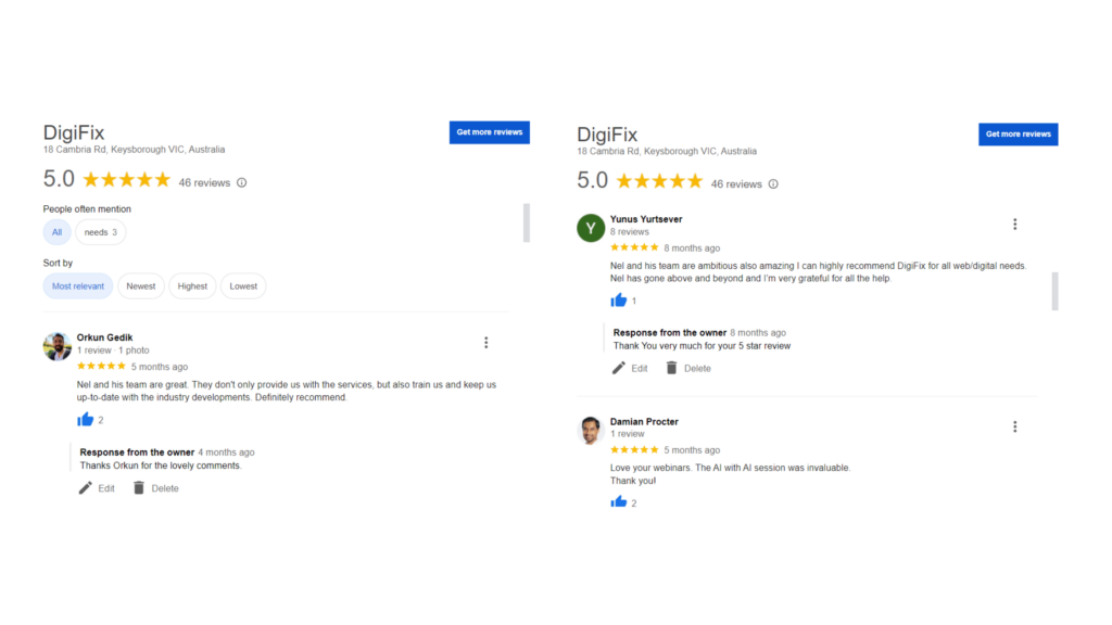 DigiFix Google Reviews
