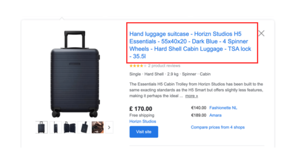 Google Shopping Best practices , Optimize product titles