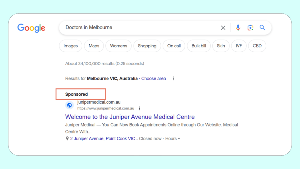 SEO for Doctors , Paid search results