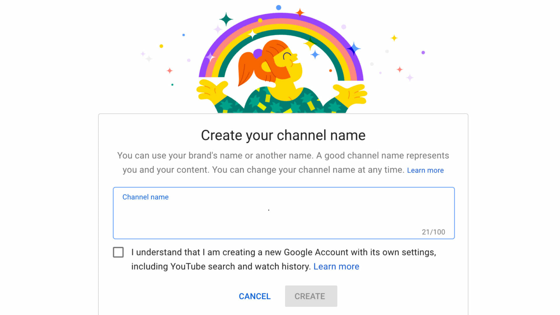 how to create a YouTube channel