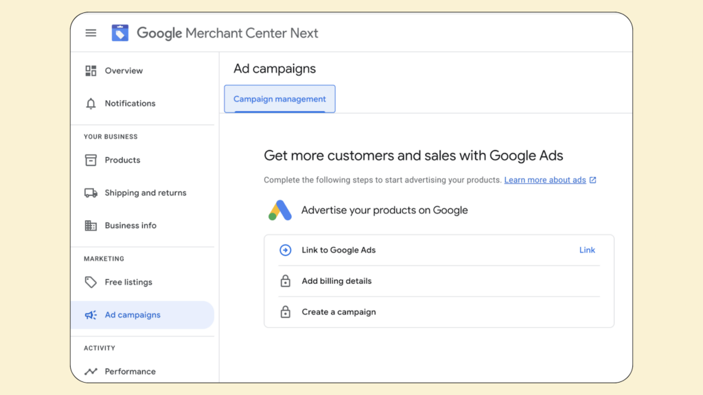 how to Link Google Ads with Google Merchant Center