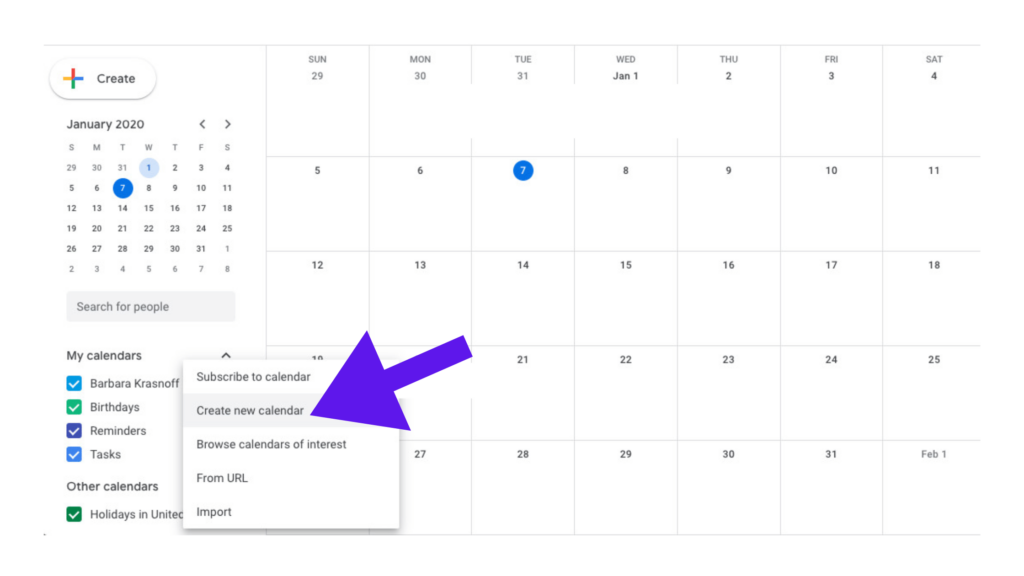 how to add a new calendar in Google calendar