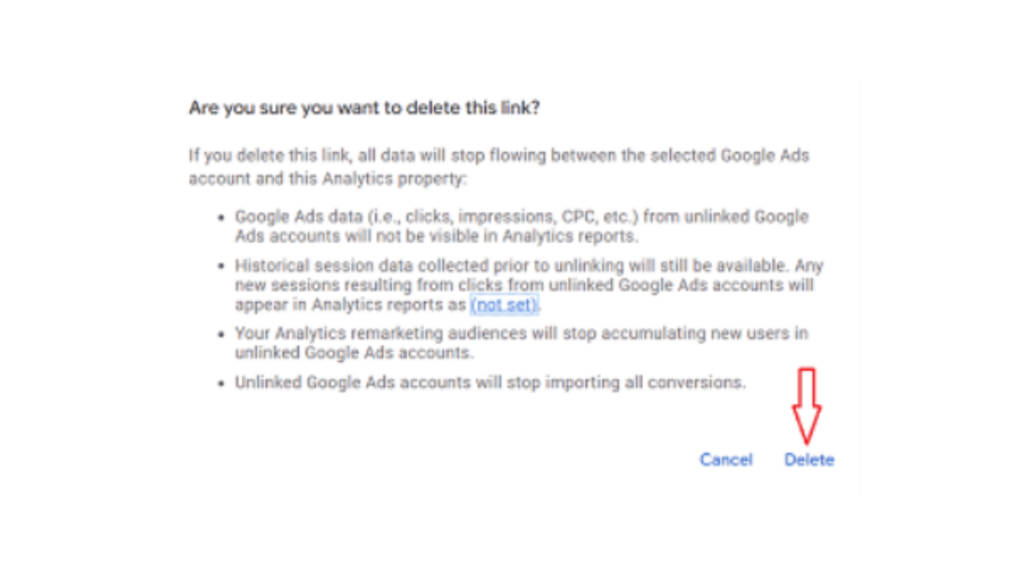 unlink Google ads account from GA4 (1)