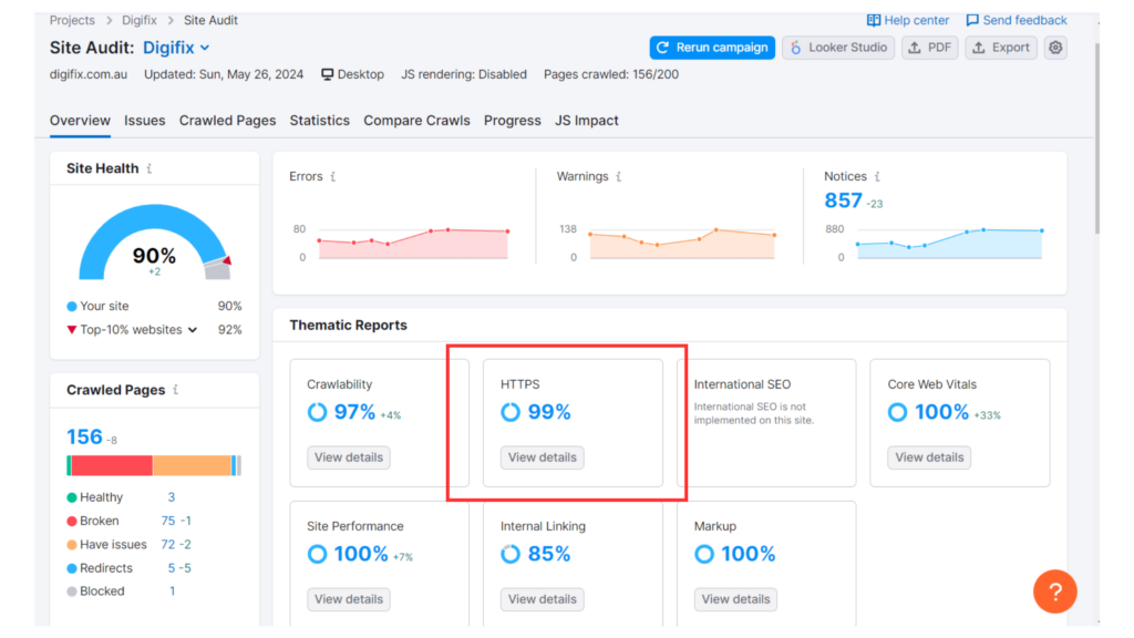 Check HTTPS status using SEMrush Check HTTPS status using SEMrush