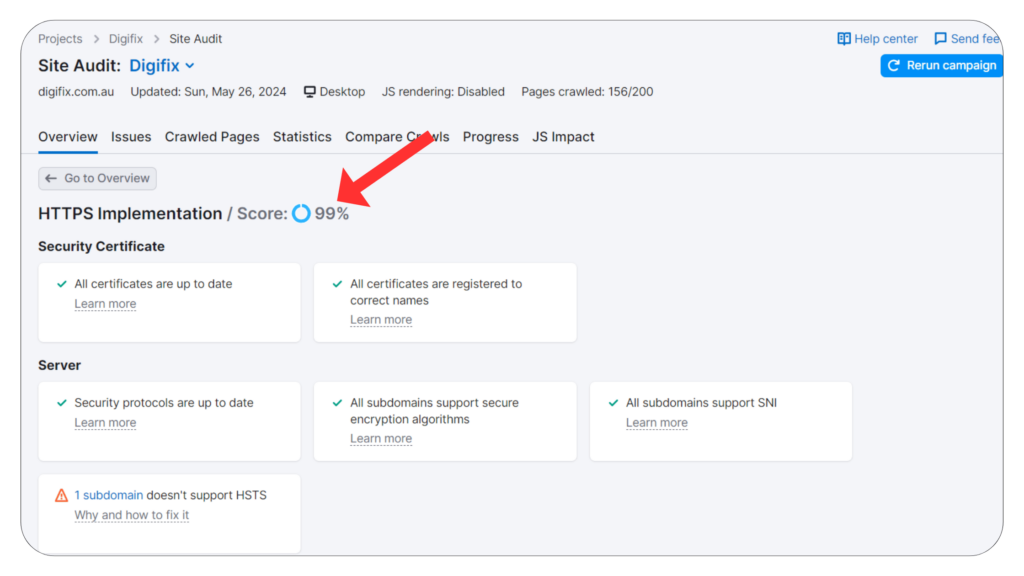 HTTPS status of a website HTTPS status of a website