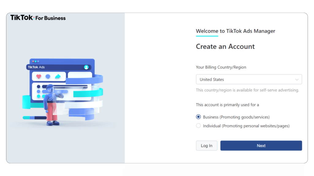 TikTok Ads Manager , Step 01 TikTok Ads Manager