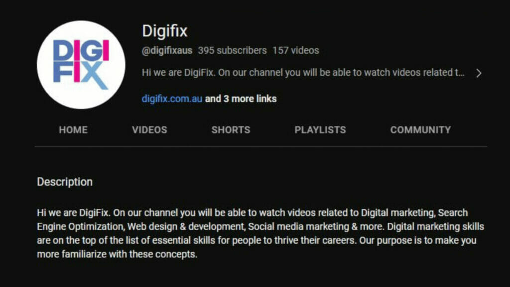 YouTube channel description YouTube channel description