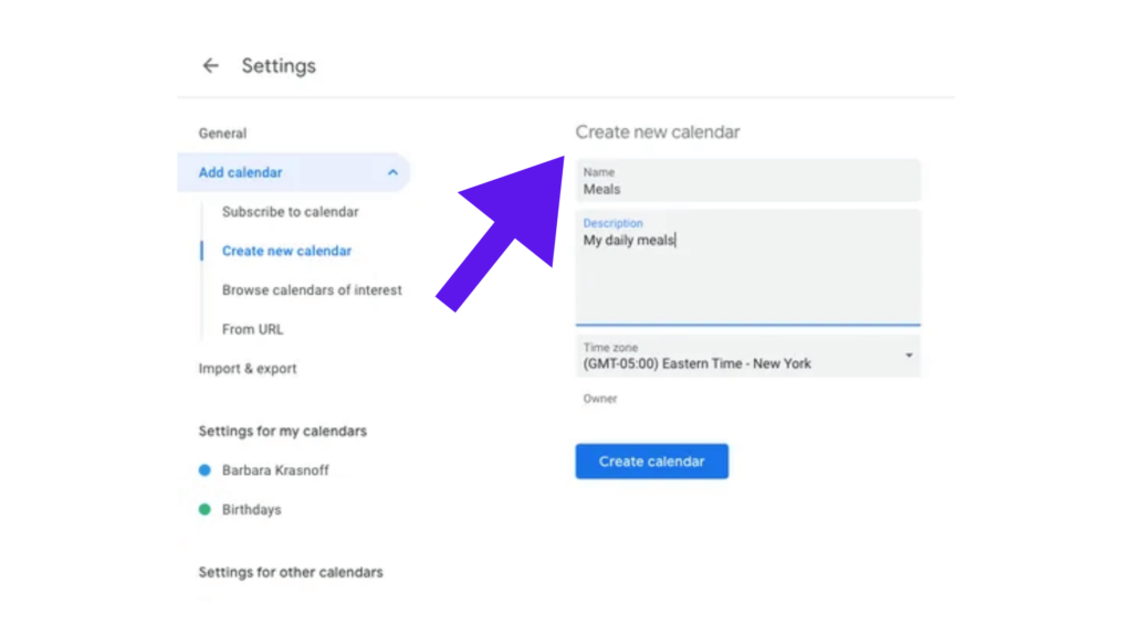 set up a new calendar in Google calendar set up a new calendar in Google calendar