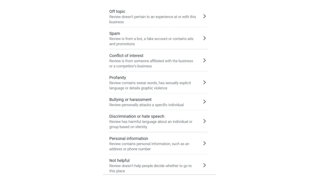 Report reviews on Google