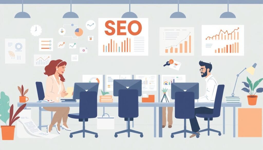 An Image Representing A Team Of Seo Specialists Working Together