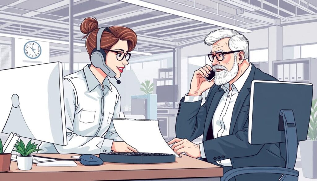 Generate Image Of A Telemarketing Specialist On A Call With A Manufacturing Decision-Maker
