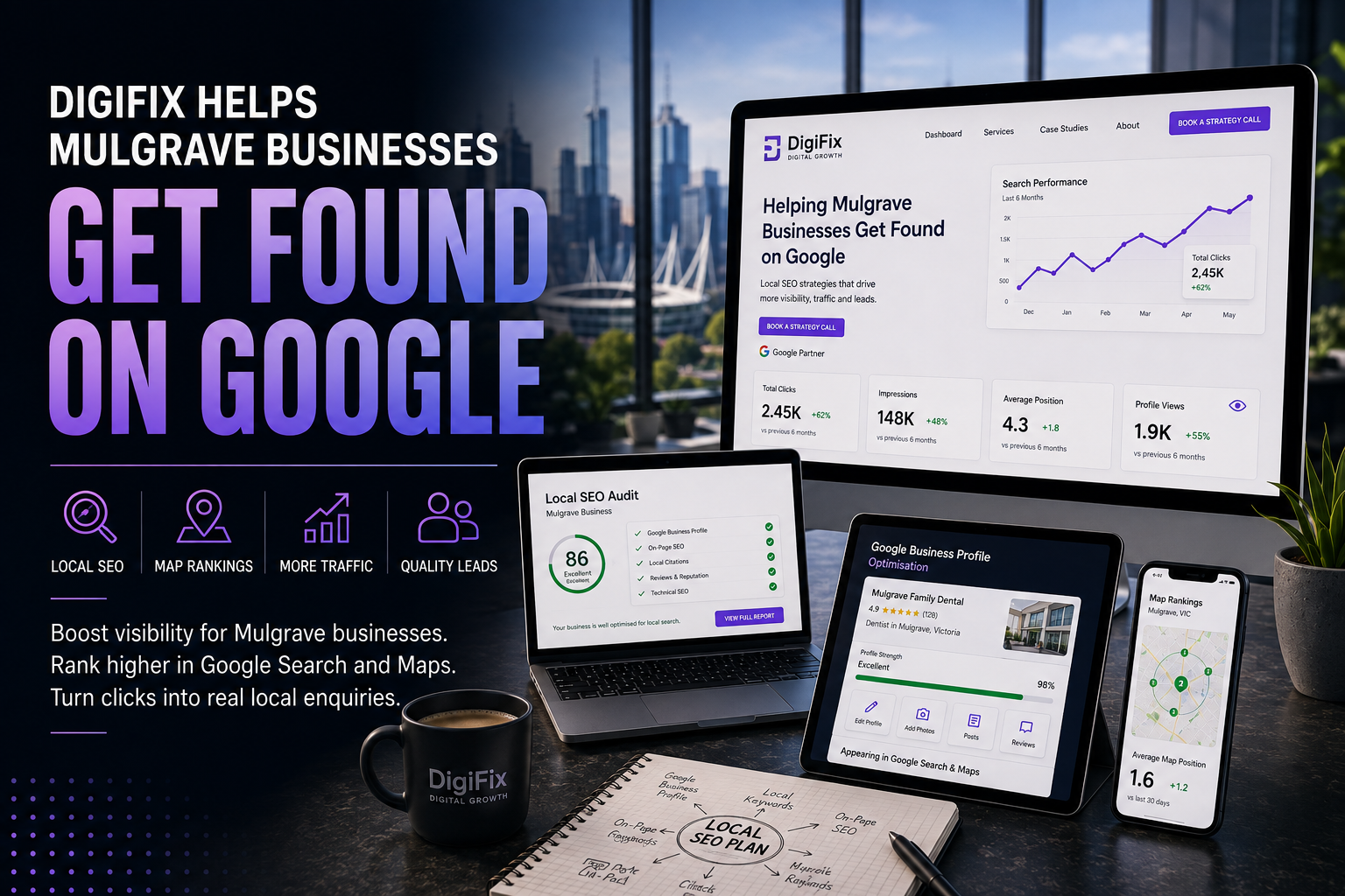 Mulgrave Business Owner Checking Google Business Profile Insights On A Tablet